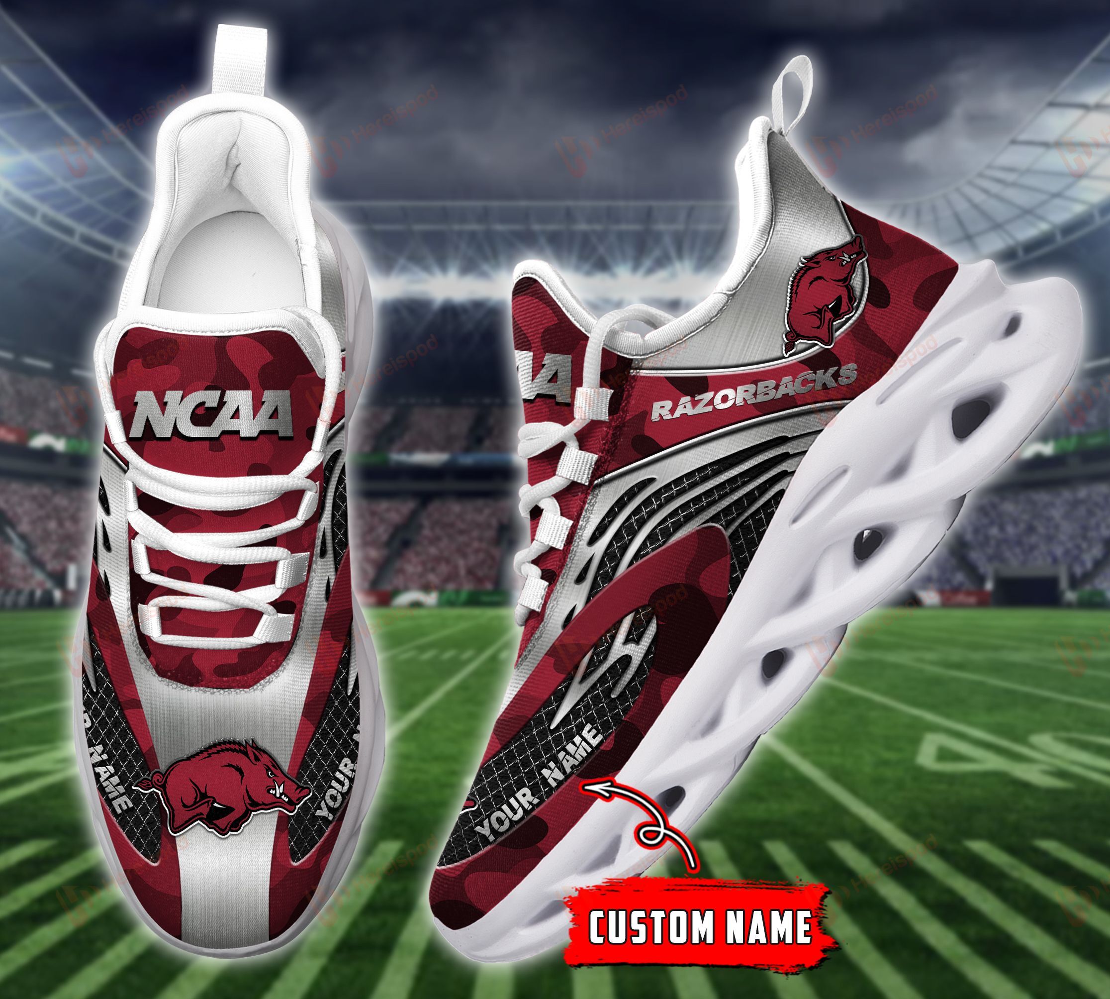 Arkansas Razorbacks M8 Personalized Max Soul Shoes DISM8NCA21101802