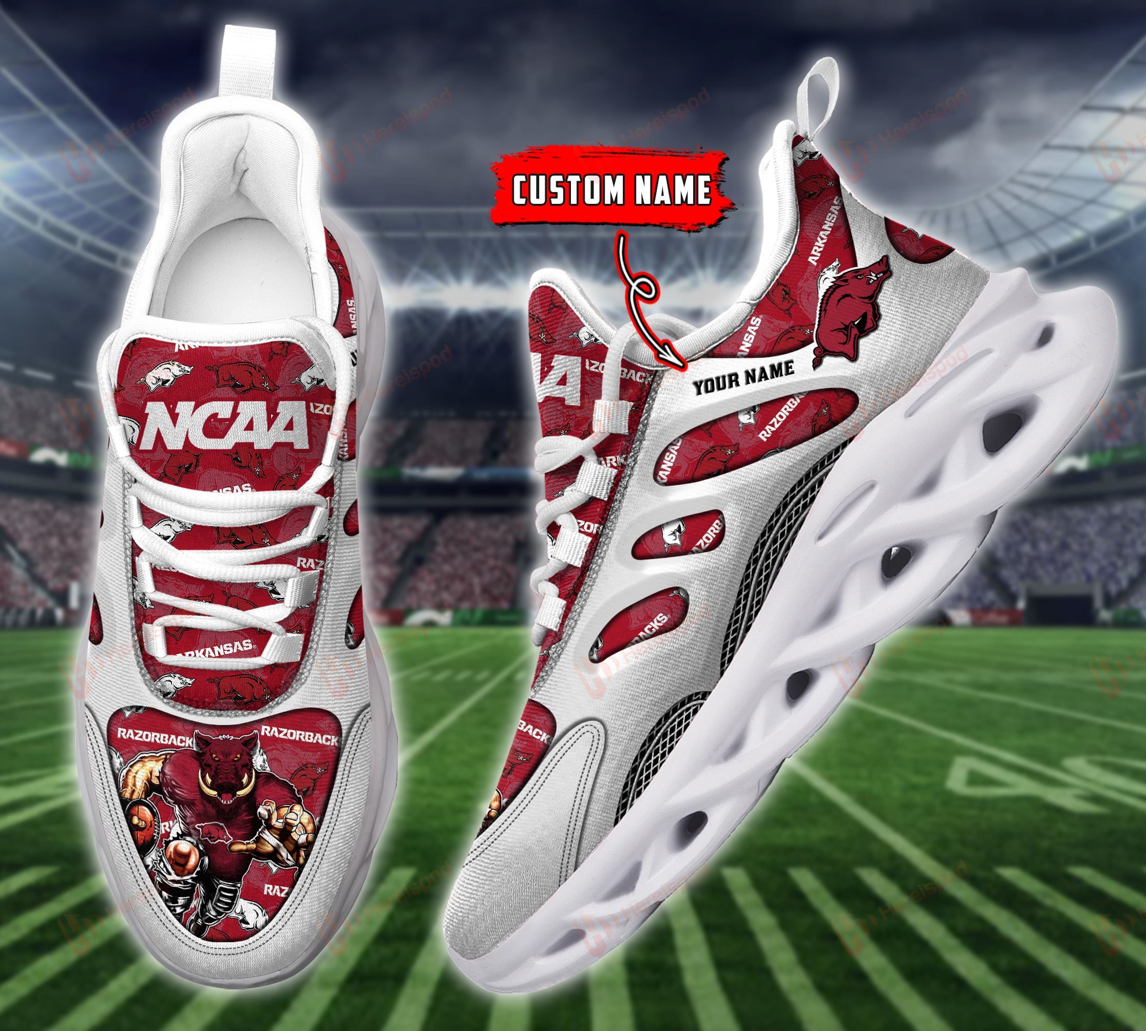 Arkansas Razorbacks M8 Personalized Max Soul Shoes DISM8NCA21101802