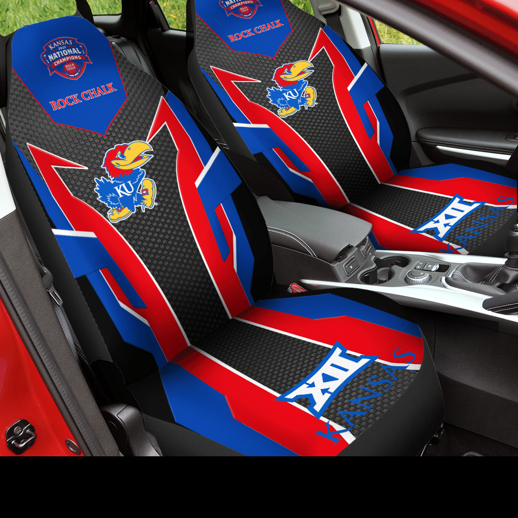 Kansas Jayhawks Car Seat Cover (Set Of 2) Ver 2