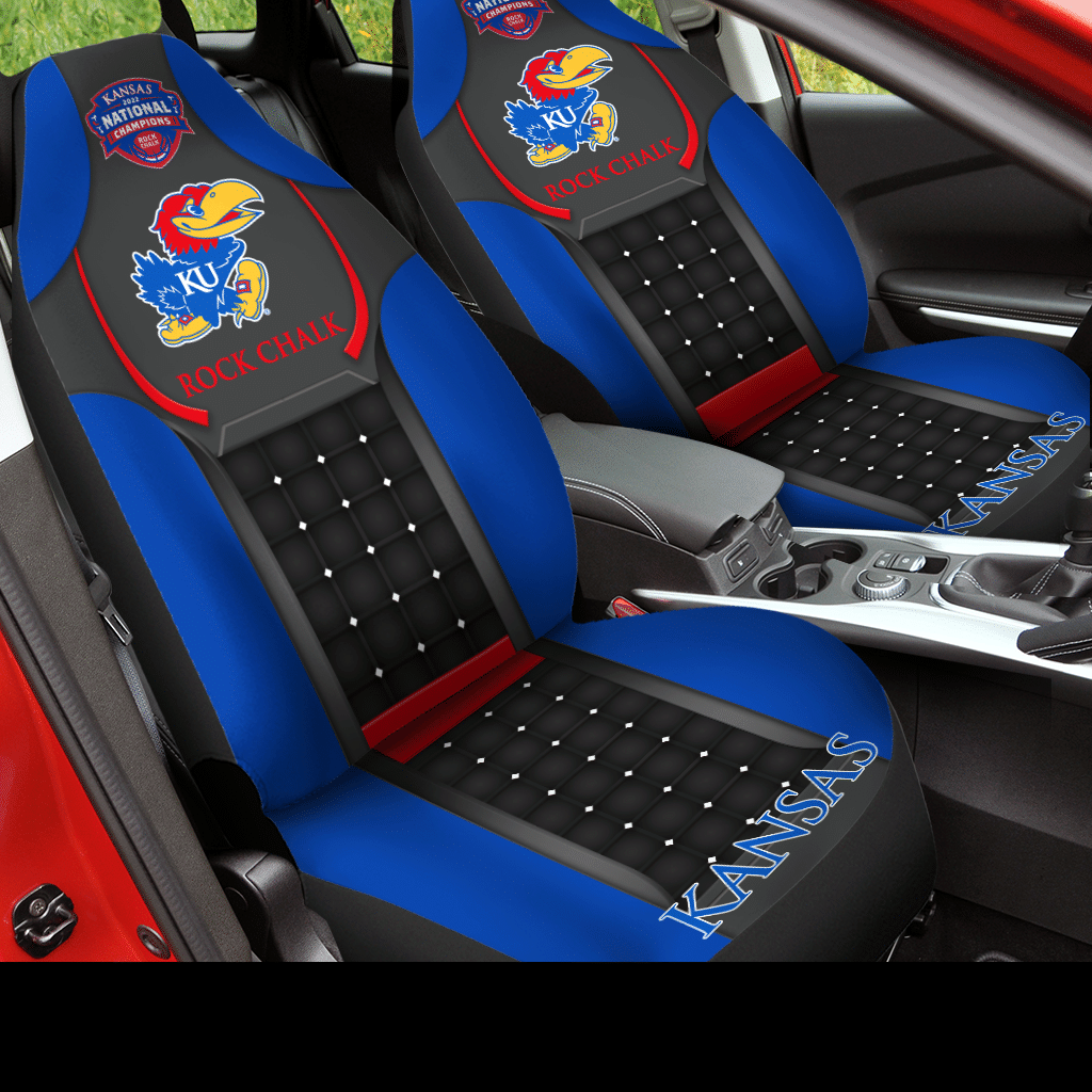 Kansas Jayhawks Car Seat Cover (Set Of 2) Ver 3