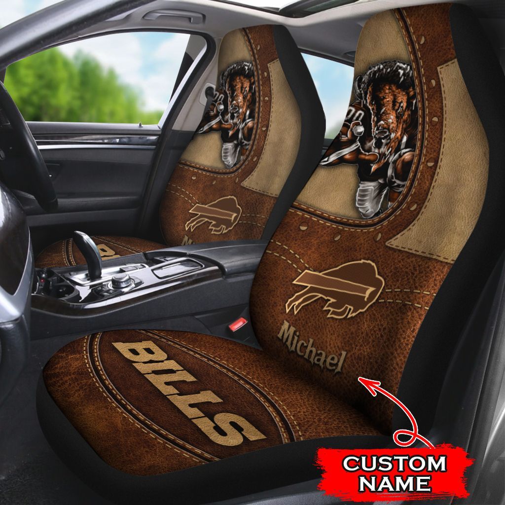 NFL Buffalo Bills Custom Name Set 2 Seat Covers M6BTH1503