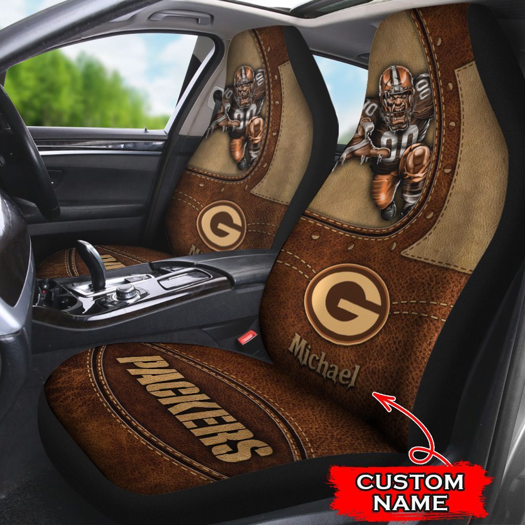 NFL Green Bay Packers Custom Name Set 2 Seat Covers M6BTH1511