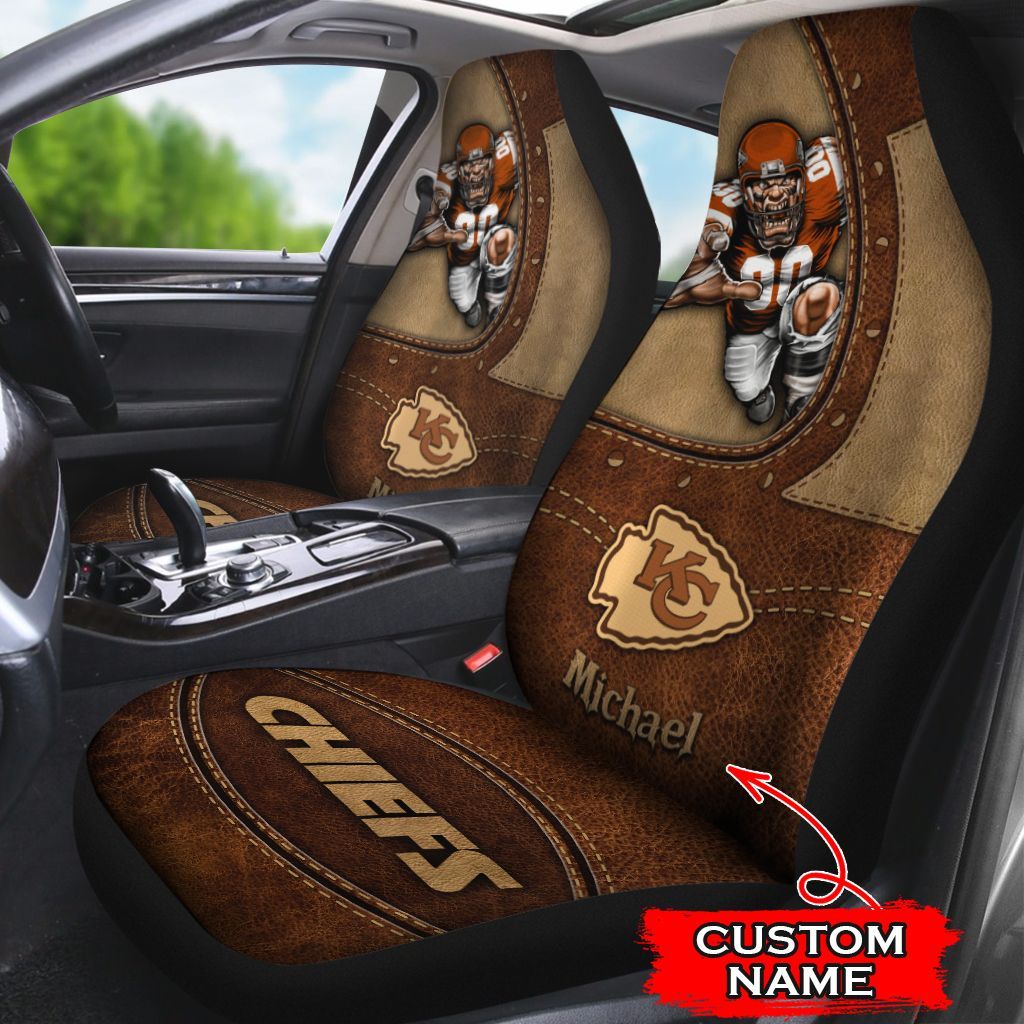 NFL Kansas City Chiefs Custom Name Set 2 Seat Covers M6B