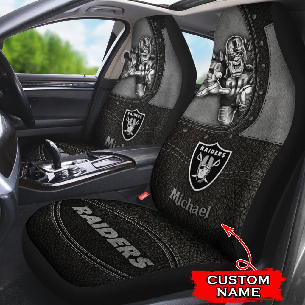 NFL Las Vegas Raiders Custom Name Set 2 Seat Covers SC003 M6BTH1617