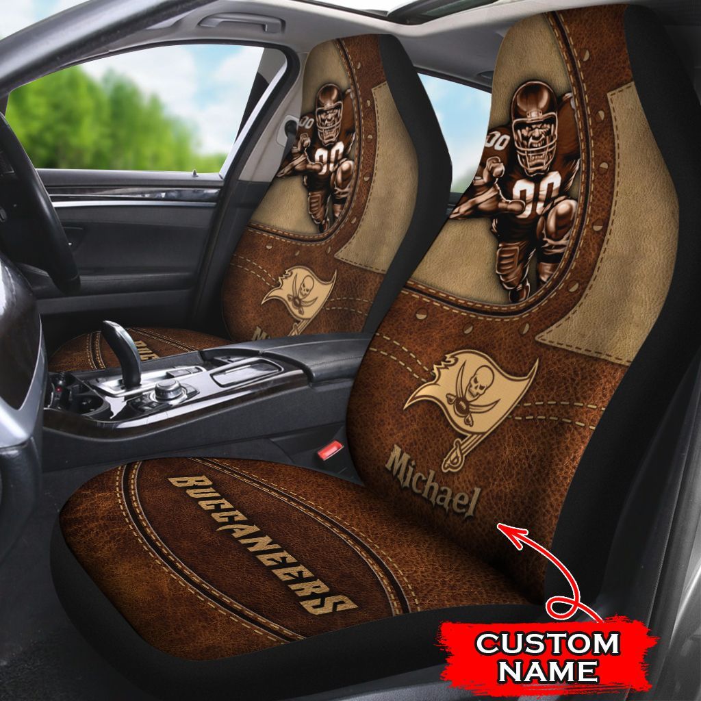 NFL Tampa Bay Buccaneers Custom Name Set 2 Seat Covers M6BTH1529